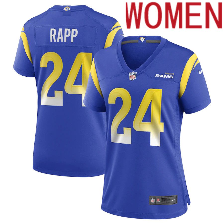 Women Los Angeles Rams #24 Taylor Rapp Nike Royal Game NFL Jersey->women nfl jersey->Women Jersey